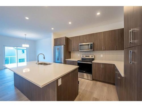 333 Baneberry Way Sw, Airdrie, AB - Indoor Photo Showing Kitchen With Double Sink With Upgraded Kitchen