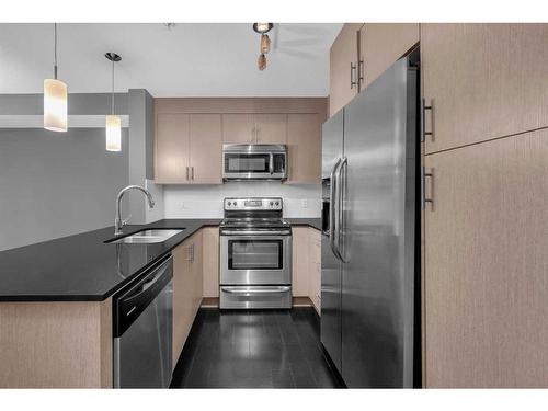 3203-240 Skyview Ranch Road Ne, Calgary, AB - Indoor Photo Showing Kitchen With Stainless Steel Kitchen With Double Sink With Upgraded Kitchen