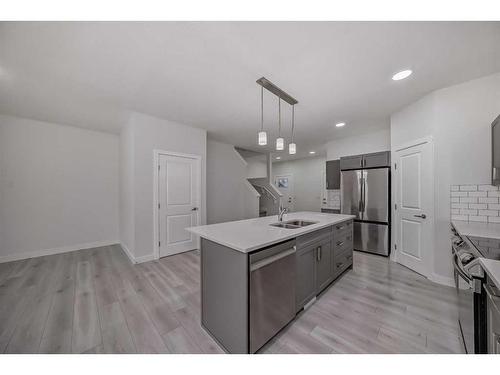 67 Belgian Crescent, Cochrane, AB - Indoor Photo Showing Kitchen With Double Sink