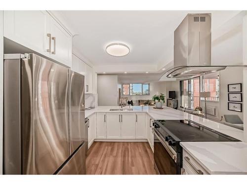 7D-133 25 Avenue Sw, Calgary, AB - Indoor Photo Showing Kitchen With Stainless Steel Kitchen With Upgraded Kitchen