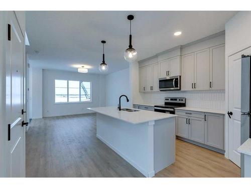 545 Bayview Street Sw, Airdrie, AB - Indoor Photo Showing Kitchen With Double Sink With Upgraded Kitchen