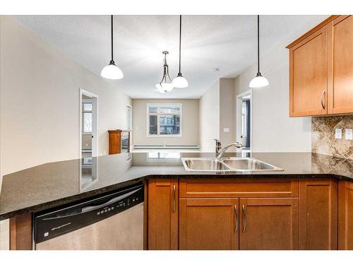 311-35 Aspenmont Heights Sw, Calgary, AB - Indoor Photo Showing Kitchen With Double Sink