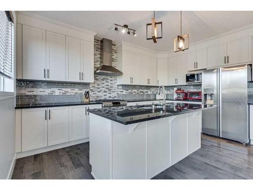 120 Shoreline Vista, Chestermere, AB - Indoor Photo Showing Kitchen With Double Sink With Upgraded Kitchen