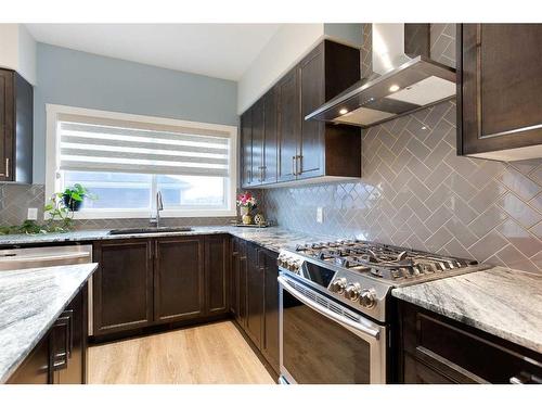 8 Corner Meadows Gate Ne, Calgary, AB - Indoor Photo Showing Kitchen With Upgraded Kitchen