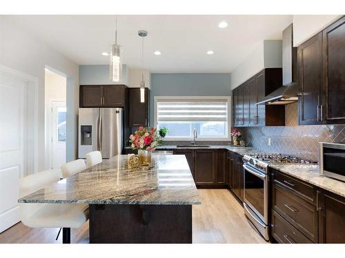 8 Corner Meadows Gate Ne, Calgary, AB - Indoor Photo Showing Kitchen With Stainless Steel Kitchen With Upgraded Kitchen