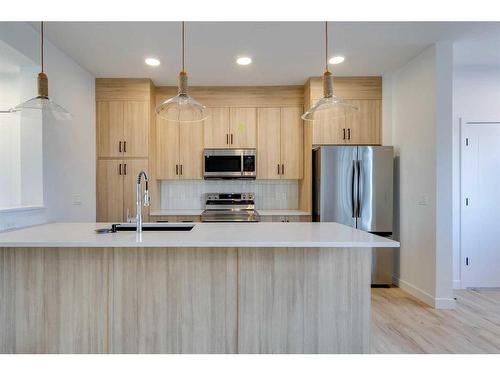 160 Cobblestone Gate, Airdrie, AB - Indoor Photo Showing Kitchen With Upgraded Kitchen