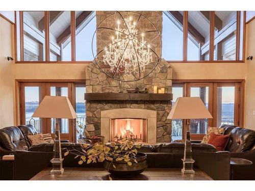 Gadsby Lake Estate - Township, Rural Lacombe County, AB - Indoor Photo Showing Living Room With Fireplace