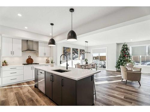 66 Precedence View, Cochrane, AB - Indoor Photo Showing Kitchen With Upgraded Kitchen