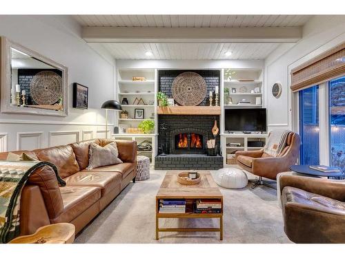 267 Ranch Estates Drive Nw, Calgary, AB - Indoor Photo Showing Living Room With Fireplace