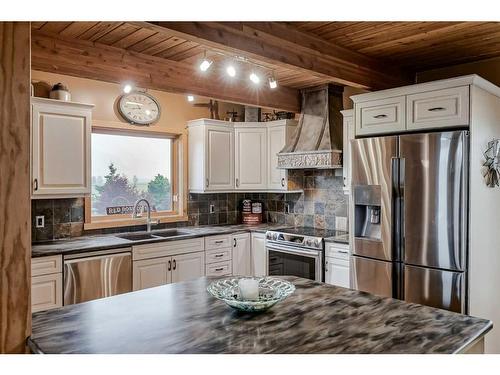 44092 & 44080 Township Road 274, Rural Rocky View County, AB - Indoor Photo Showing Kitchen With Double Sink