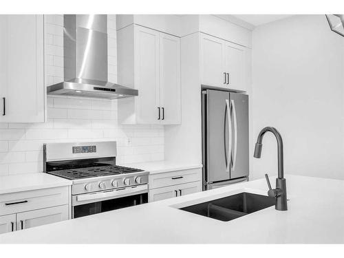 371 Hotchkiss Manor Se, Calgary, AB - Indoor Photo Showing Kitchen With Stainless Steel Kitchen With Double Sink With Upgraded Kitchen