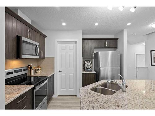 345 Hillcrest Square Sw, Airdrie, AB - Indoor Photo Showing Kitchen With Double Sink With Upgraded Kitchen