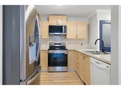 66 Erin Crescent Se, Calgary, AB - Indoor Photo Showing Kitchen With Stainless Steel Kitchen With Double Sink