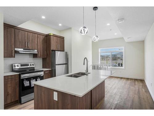 312-156 Park Street, Cochrane, AB - Indoor Photo Showing Kitchen With Stainless Steel Kitchen With Double Sink With Upgraded Kitchen