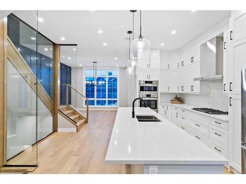 2019 21 Avenue Nw, Calgary, AB - Indoor Photo Showing Kitchen With Double Sink With Upgraded Kitchen