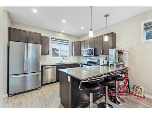 221 Seton Circle Se, Calgary, AB - Indoor Photo Showing Kitchen With Stainless Steel Kitchen With Upgraded Kitchen