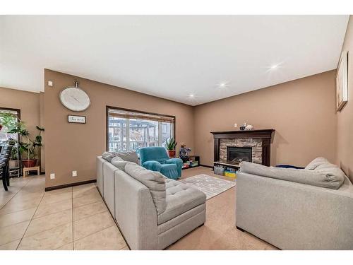 473 Marina Drive, Chestermere, AB - Indoor Photo Showing Living Room With Fireplace