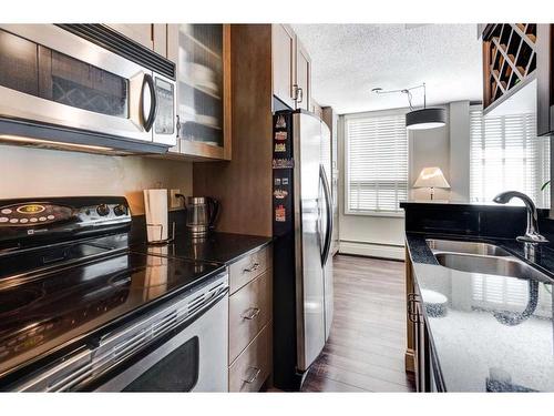 103-733 14 Avenue Sw, Calgary, AB - Indoor Photo Showing Kitchen With Double Sink