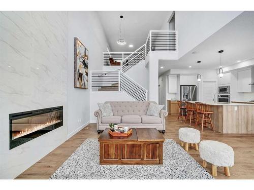 628 Legacy Woods Circle Se, Calgary, AB - Indoor Photo Showing Living Room With Fireplace