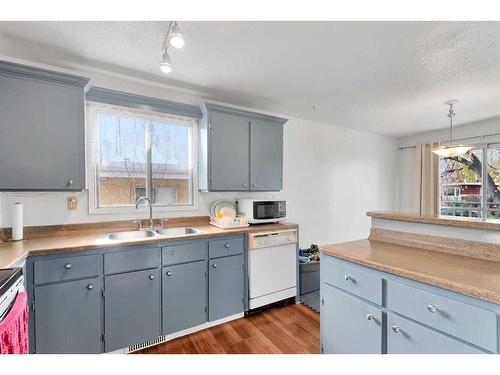 110 Hunterbrook Place Nw, Calgary, AB - Indoor Photo Showing Kitchen With Double Sink