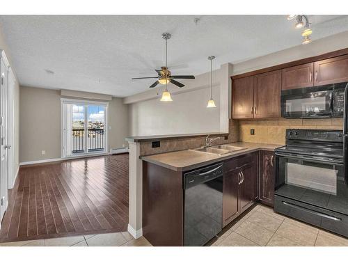 1310-175 Panatella Hill Nw, Calgary, AB - Indoor Photo Showing Kitchen With Double Sink