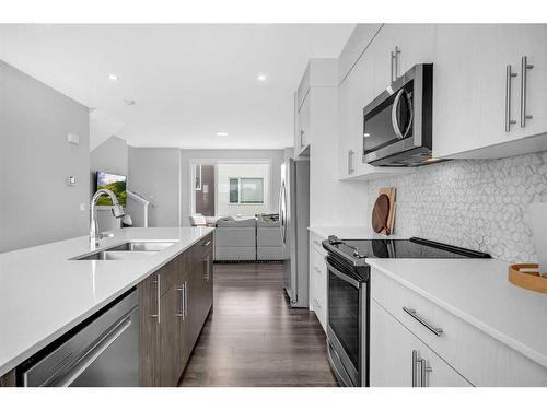 213 Skyview Ranch Circle Ne, Calgary, AB - Indoor Photo Showing Kitchen With Stainless Steel Kitchen With Double Sink With Upgraded Kitchen