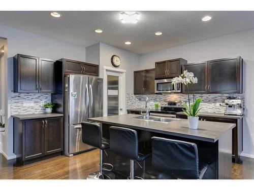 125 Copperstone Close Se, Calgary, AB - Indoor Photo Showing Kitchen With Stainless Steel Kitchen With Double Sink With Upgraded Kitchen