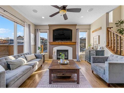 217 Auburn Glen Circle Se, Calgary, AB - Indoor Photo Showing Living Room With Fireplace