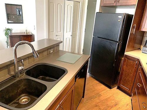 407-3101 34 Avenue Nw, Calgary, AB - Indoor Photo Showing Kitchen With Double Sink