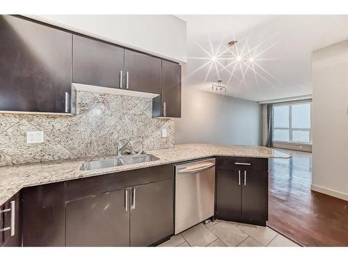 1607-8710 Horton Road Sw, Calgary, AB - Indoor Photo Showing Kitchen With Double Sink