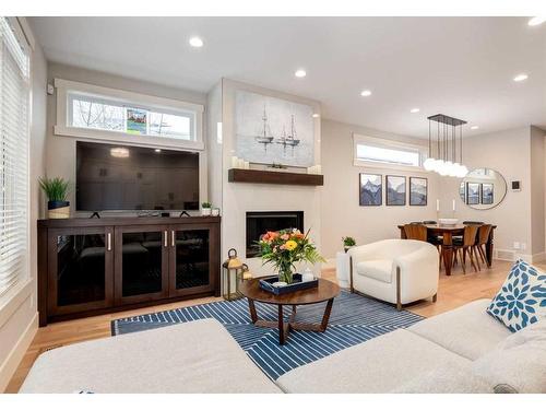 1937 47 Avenue Sw, Calgary, AB - Indoor Photo Showing Living Room With Fireplace