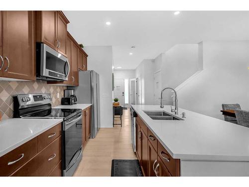 260 Copperstone Gardens Se, Calgary, AB - Indoor Photo Showing Kitchen With Double Sink