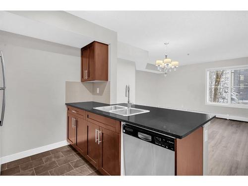 4112-1317 27 Street Se, Calgary, AB - Indoor Photo Showing Kitchen With Double Sink