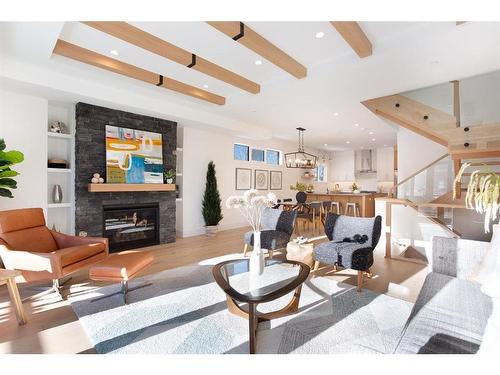 4 (Sw)-833 6Th Street, Canmore, AB - Indoor Photo Showing Living Room With Fireplace