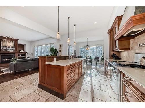 67 Discovery Valley Cove Sw, Calgary, AB - Indoor Photo Showing Kitchen With Fireplace With Upgraded Kitchen