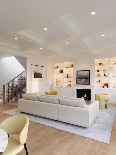 42 Rockcliff Heights Nw, Calgary, AB - Indoor Photo Showing Living Room With Fireplace