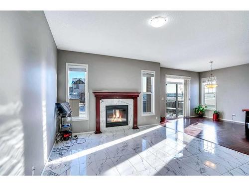 2 Skyview Ranch Street Ne, Calgary, AB - Indoor Photo Showing Living Room With Fireplace