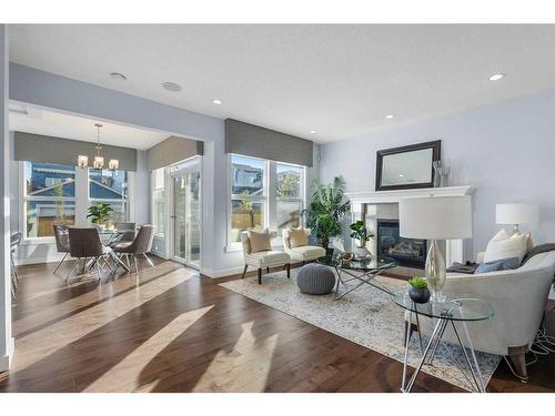 80 Evansridge View Nw, Calgary, AB - Indoor Photo Showing Living Room With Fireplace