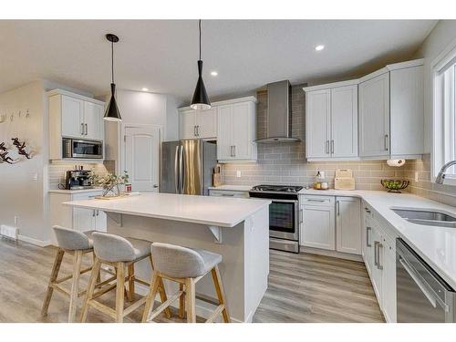 132 Wolf Creek Manor Se, Calgary, AB - Indoor Photo Showing Kitchen With Stainless Steel Kitchen With Double Sink With Upgraded Kitchen