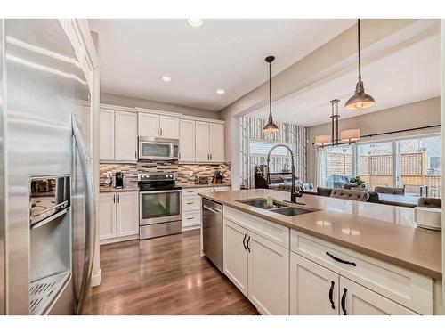 54 Copperpond Heath Se, Calgary, AB - Indoor Photo Showing Kitchen With Double Sink With Upgraded Kitchen