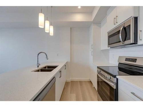 40-2117 81 Street Sw, Calgary, AB - Indoor Photo Showing Kitchen With Double Sink With Upgraded Kitchen