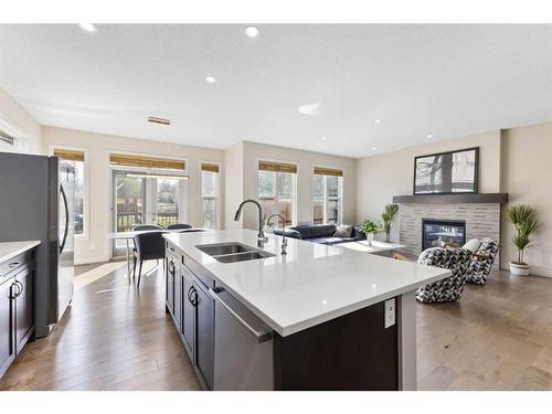 283 Nolan Hill Boulevard Nw, Calgary, AB - Indoor Photo Showing Kitchen With Fireplace With Double Sink With Upgraded Kitchen