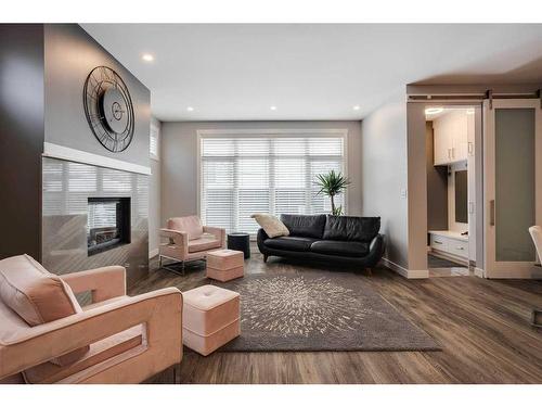 8105 47 Avenue Nw, Calgary, AB - Indoor Photo Showing Living Room With Fireplace