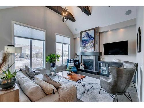 671 Cranston Avenue Se, Calgary, AB - Indoor Photo Showing Living Room With Fireplace