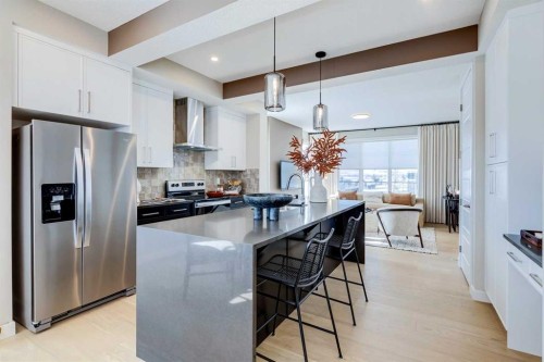 422 River Avenue, Cochrane, AB - Indoor Photo Showing Kitchen With Stainless Steel Kitchen With Upgraded Kitchen
