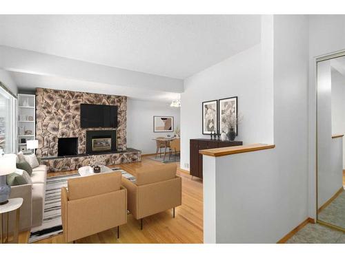 1015 Motherwell Road Ne, Calgary, AB - Indoor Photo Showing Living Room With Fireplace