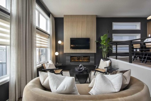 178 Mitchell Road Nw, Calgary, AB - Indoor Photo Showing Living Room With Fireplace