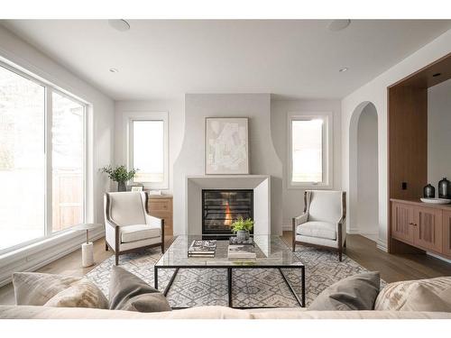 4216 5A Street Sw, Calgary, AB - Indoor Photo Showing Living Room With Fireplace