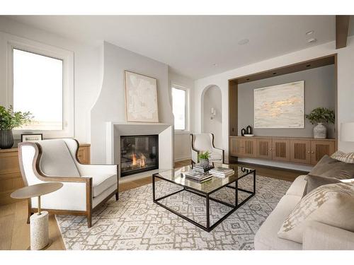 4216 5A Street Sw, Calgary, AB - Indoor Photo Showing Living Room With Fireplace