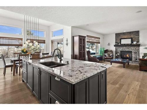 110 Royal Oak Point Nw, Calgary, AB - Indoor Photo Showing Kitchen With Fireplace With Double Sink With Upgraded Kitchen